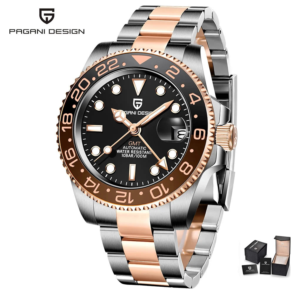Relógio PAGANI DESIGN PD-1662 GMT Automático Masculino | Luxo Acessível