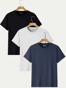 Kit 3 Camiseta Básica Masculina Lisa em Algodão ORIGNS