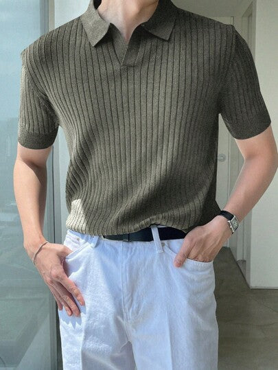 camisa polo de Cor Sólida em Malha
