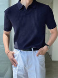 camisa polo de Cor Sólida em Malha