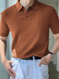 camisa polo de Cor Sólida em Malha
