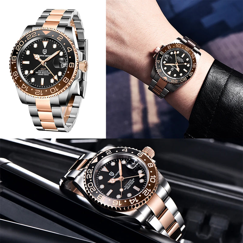 Relógio PAGANI DESIGN PD-1662 GMT Automático Masculino | Luxo Acessível