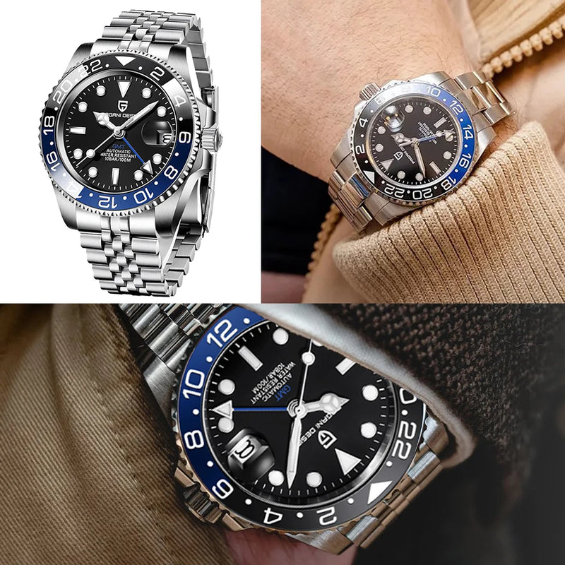 Relógio PAGANI DESIGN PD-1662 GMT Automático Masculino | Luxo Acessível