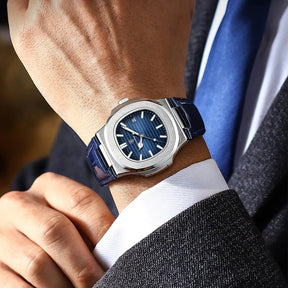 Relógio Masculino Poedagar – Design Quadrado + Couro Premium = Estilo e Poder