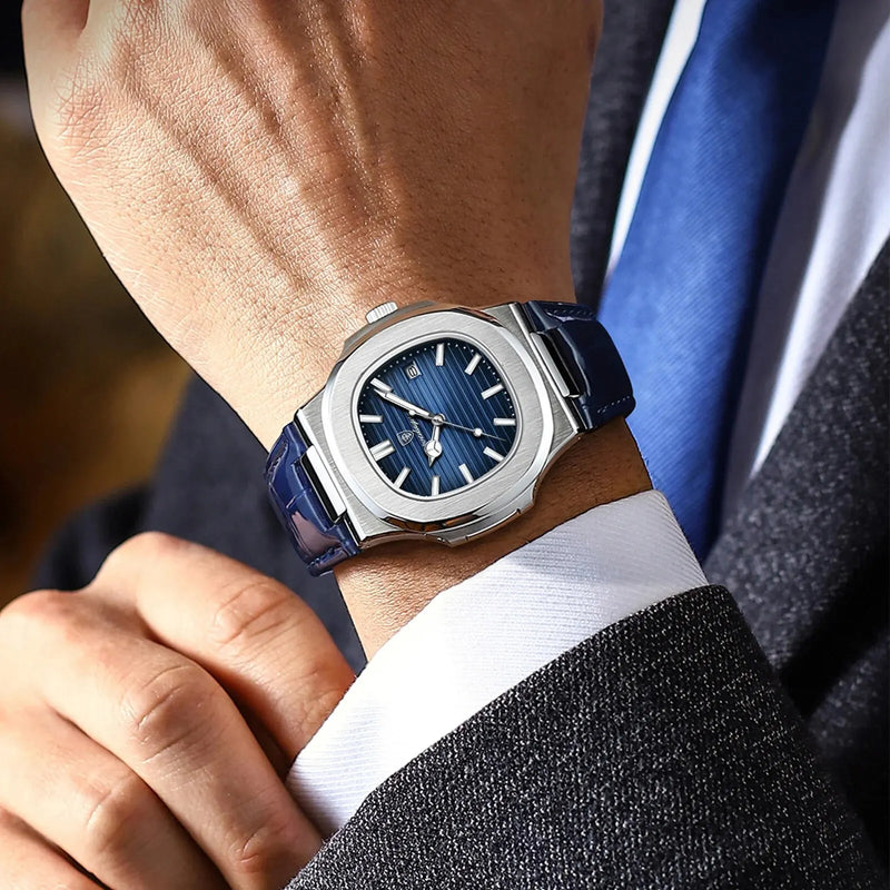 Relógio Masculino Poedagar – Design Quadrado + Couro Premium = Estilo e Poder