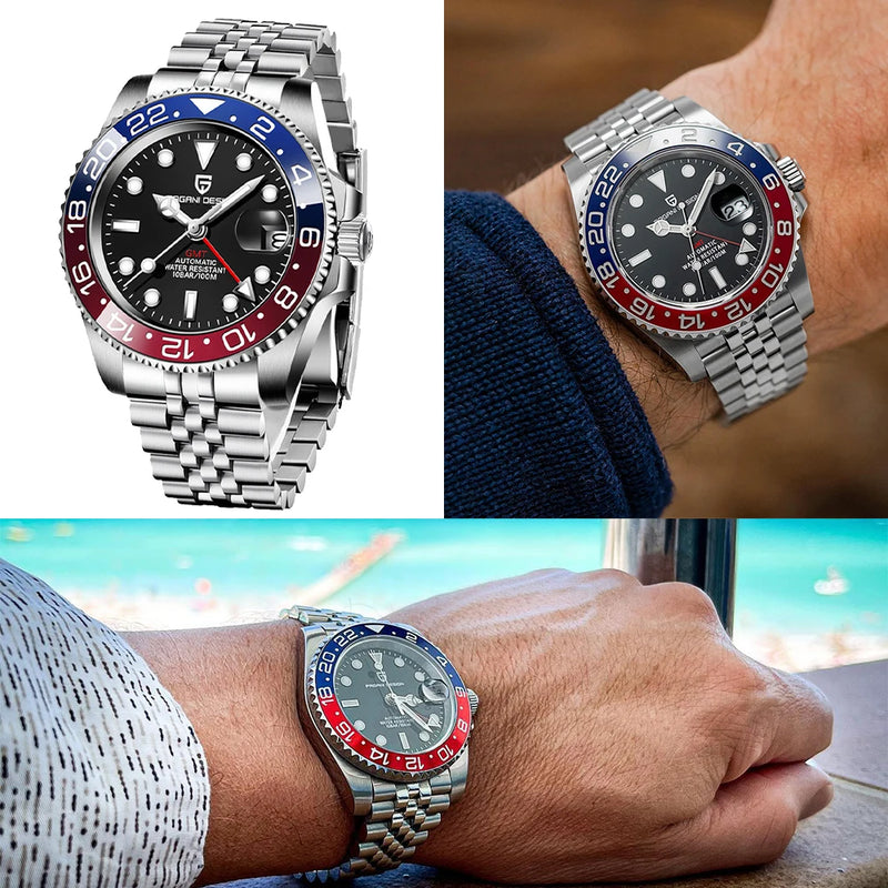 Relógio PAGANI DESIGN PD-1662 GMT Automático Masculino | Luxo Acessível