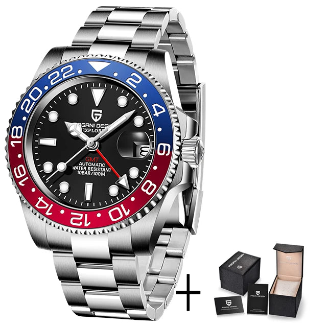 Relógio PAGANI DESIGN PD-1662 GMT Automático Masculino | Luxo Acessível
