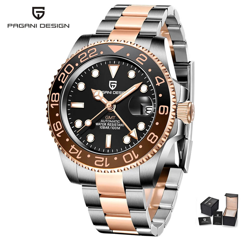 Relógio PAGANI DESIGN PD-1662 GMT Automático Masculino | Luxo Acessível