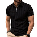 Camiseta Polo Masculina Manga Curta com Zíper – Estilo e Conforto em Malha Canelada