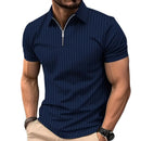 Camiseta Polo Masculina Manga Curta com Zíper – Estilo e Conforto em Malha Canelada