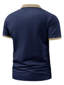 Stylish Comfort] Men's Pink ROOS Golf & Tennis Shirt - Breathable Polyester, Casual Summer Wear with Contrast Collar and Button Detail, Breathable Sportswear|Classic Design|Durable Sportswear, Golf Clothes