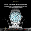 Relógio Masculino POEDAGAR – Aço Inoxidável, Luminoso e à Prova d'Água
