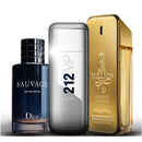 Combo 3 Perfumes Masculinos – 1 Million + 212 Vip + Sauvage (100ml)